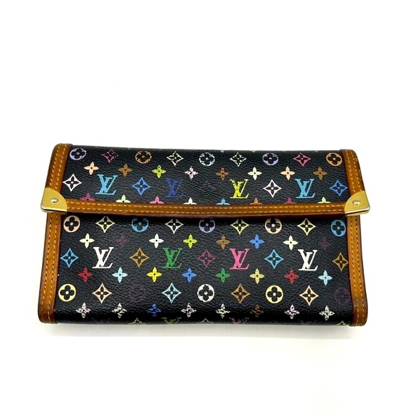 LOUIS VUITTON Black Monogram Multicolor Porte Tresor International Wallet w/ Box - Picture 3 of 16